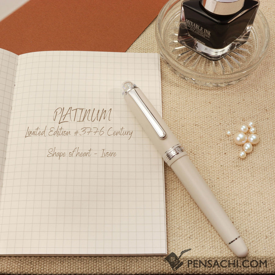 PLATINUM Limited Edition #3776 Century Fountain Pen - Shape of Heart Ivoire - PenSachi Japanese Limited Fountain Pen