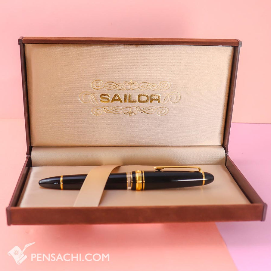 SAILOR Limited Edition 1911 Large (Full size) Realo Fountain Pen - Black Metal Grip FL - PenSachi Japanese Limited Fountain Pen