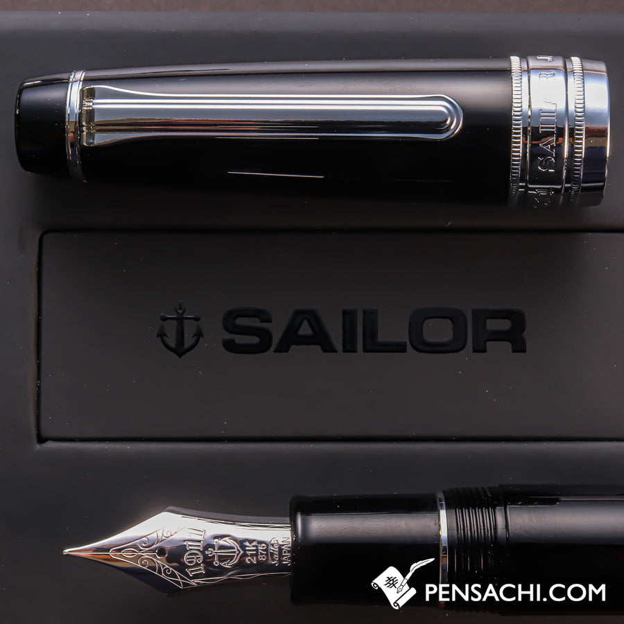 SAILOR King of Pens Pro Gear Fountain Pen - Black Silver - PenSachi Japanese Limited Fountain Pen