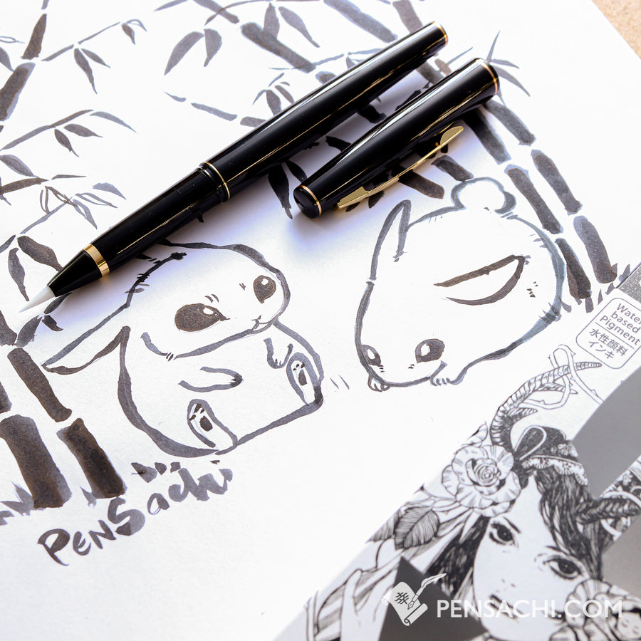 KURETAKE Mannen Mouhitsu - Black Shaft Brush - PenSachi Japanese Limited Fountain Pen