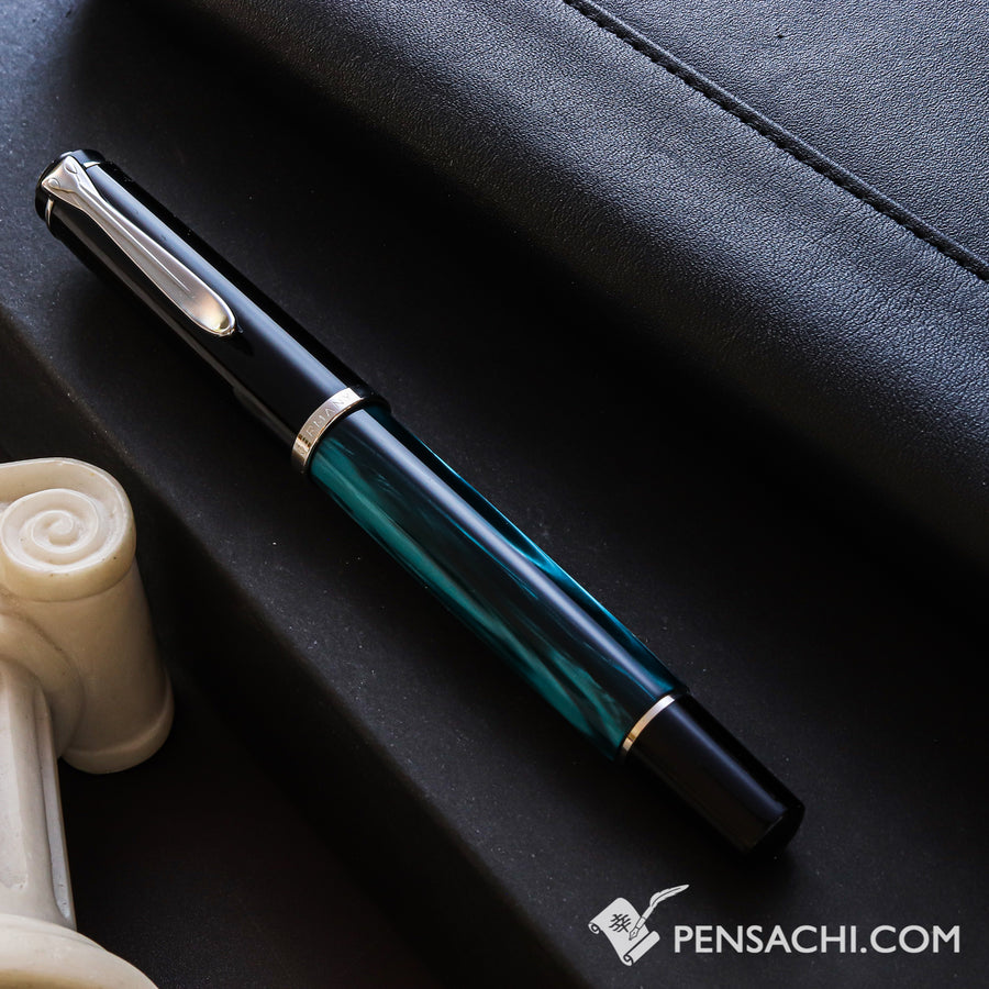 PELIKAN Limited Edition M205 Fountain Pen - Petrol Marbled - PenSachi Japanese Limited Fountain Pen