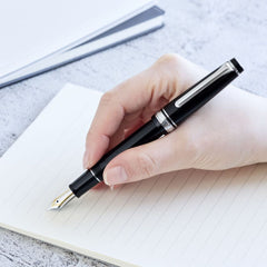 SAILOR Pro Gear Slim 21 Silver Trim Fountain Pen - Black - PenSachi Japanese Limited Fountain Pen