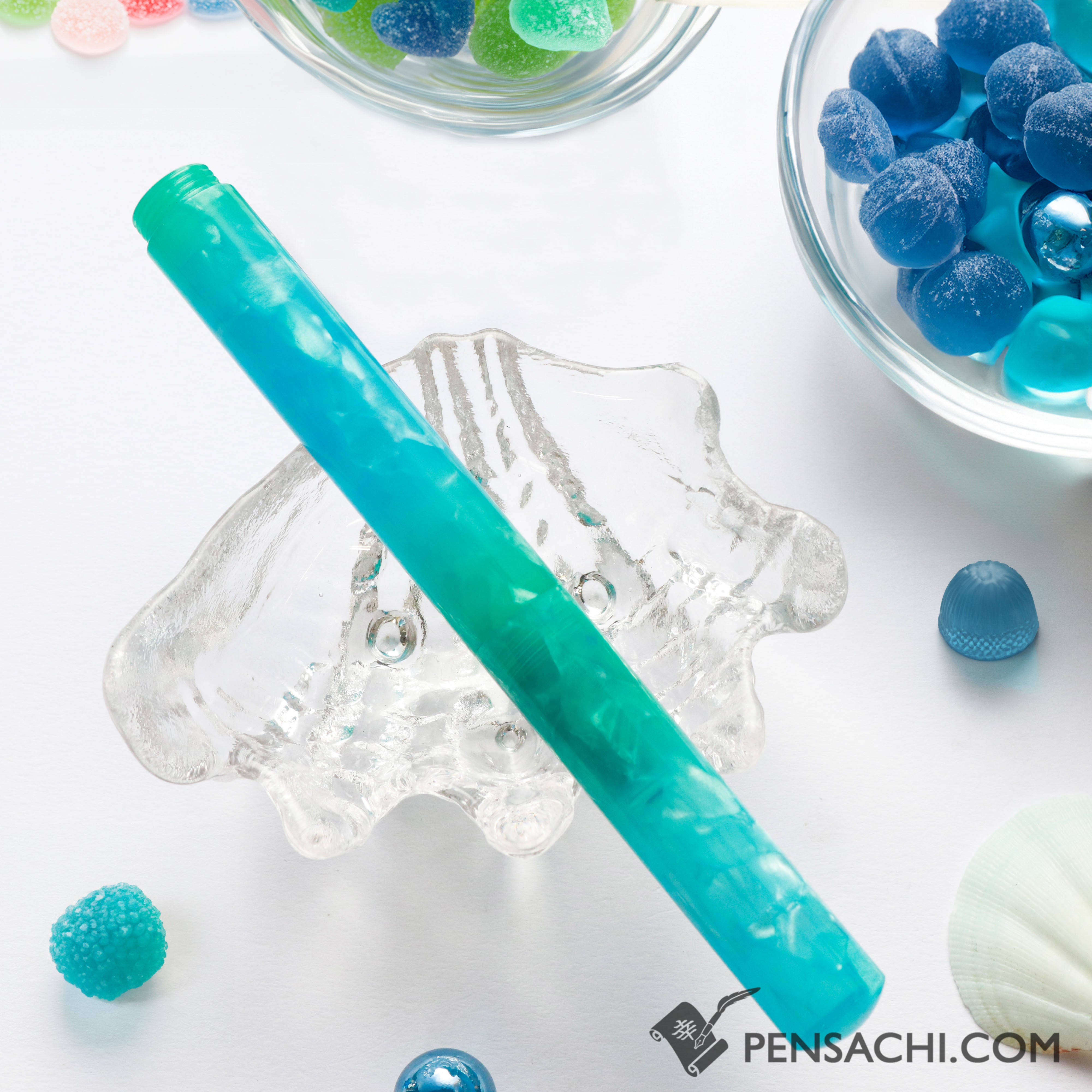 Teranishi Guitar Aurora Glass Pen with cap - Jelly Blue– PenSachi