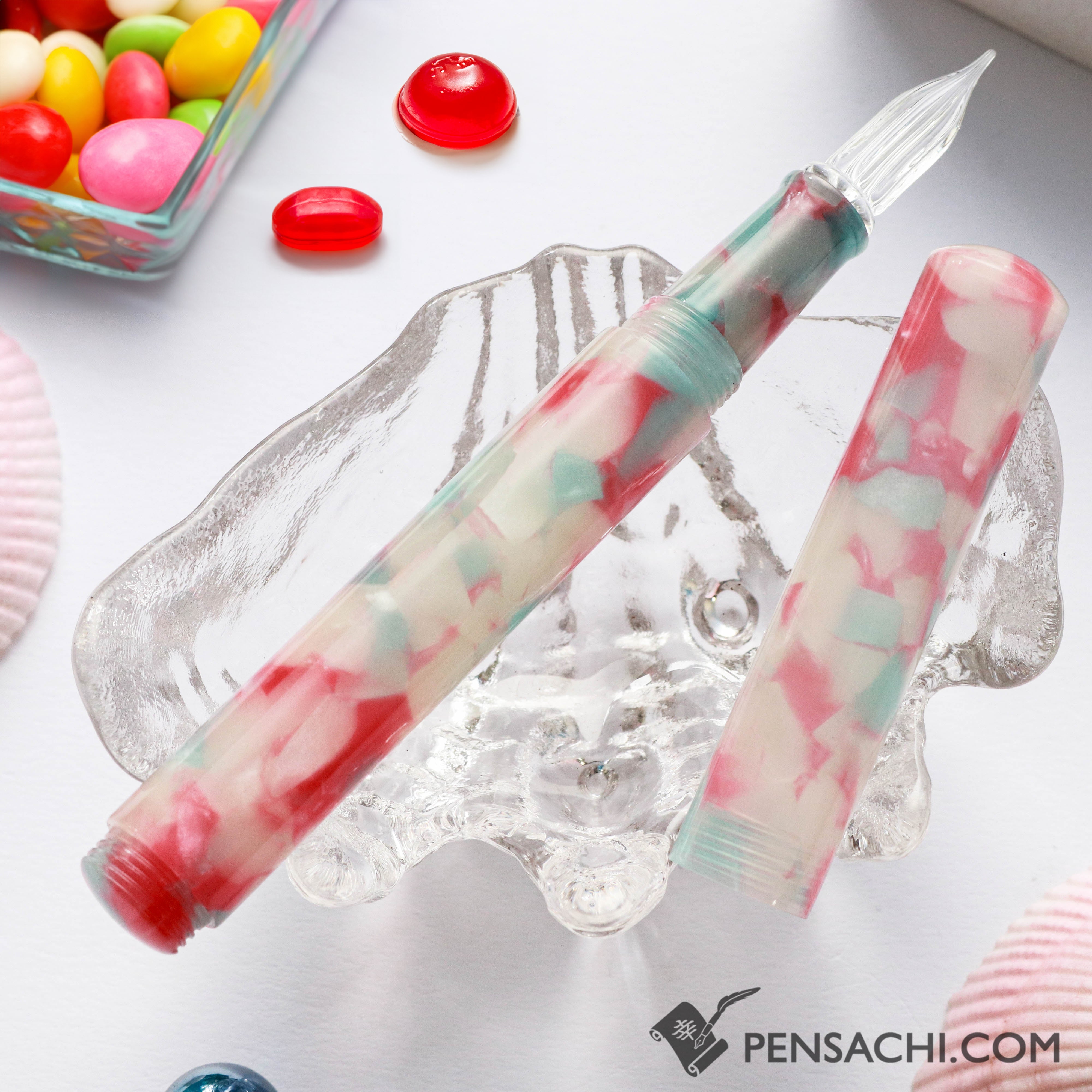 Teranishi Guitar Aurora Glass Pen with cap - Jelly Red– PenSachi