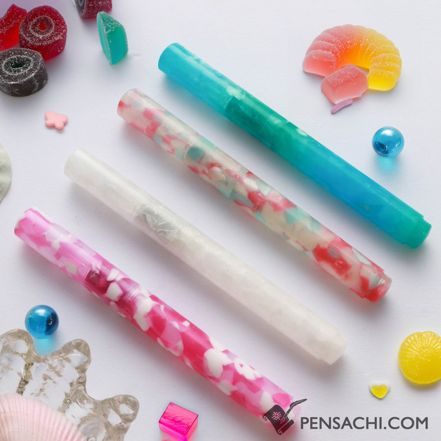Teranishi Guitar Aurora Glass Pen with cap - Jelly Pink - PenSachi Japanese Limited Fountain Pen