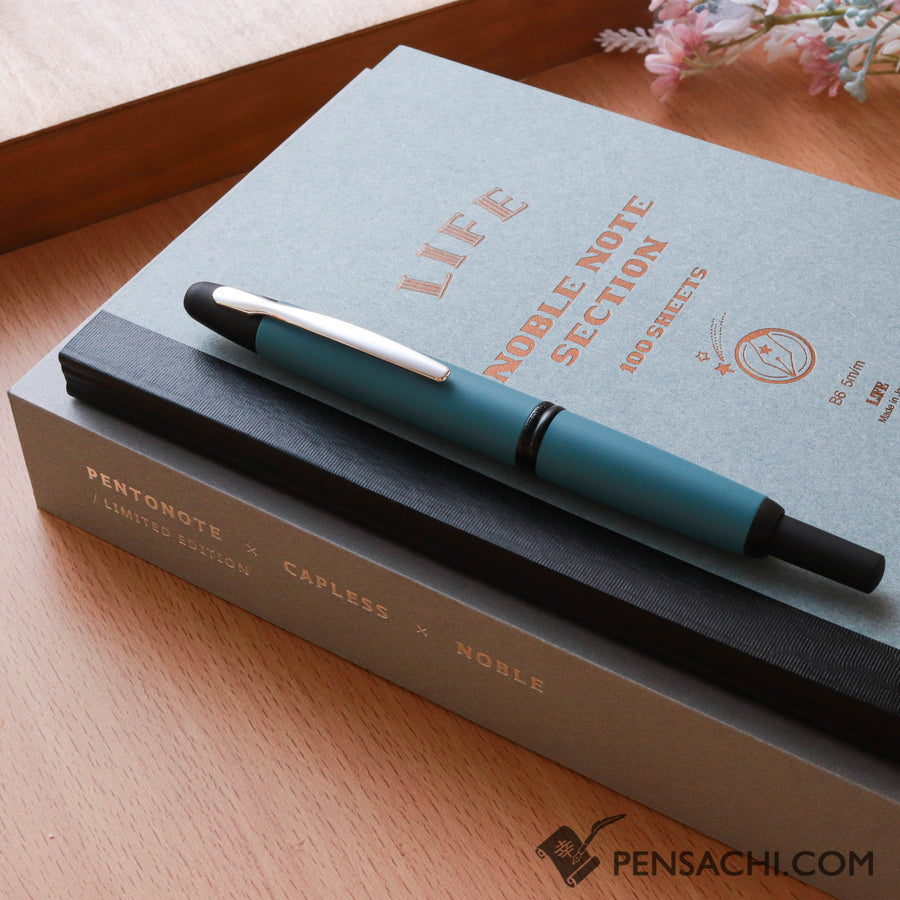 Buy PILOT Limited Edition Vanishing Point Capless- Pentonote Blue x Noble Note 18k Gold nib rhodium plated fountain pen directly from Japan. Best price fountain pen. Origin Japan