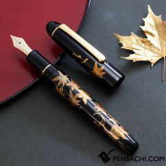 PLATINUM #3776 Century Luxury Kaga Hira Maki-e Fountain Pen - Autumn Leaf - PenSachi Japanese Limited Fountain Pen