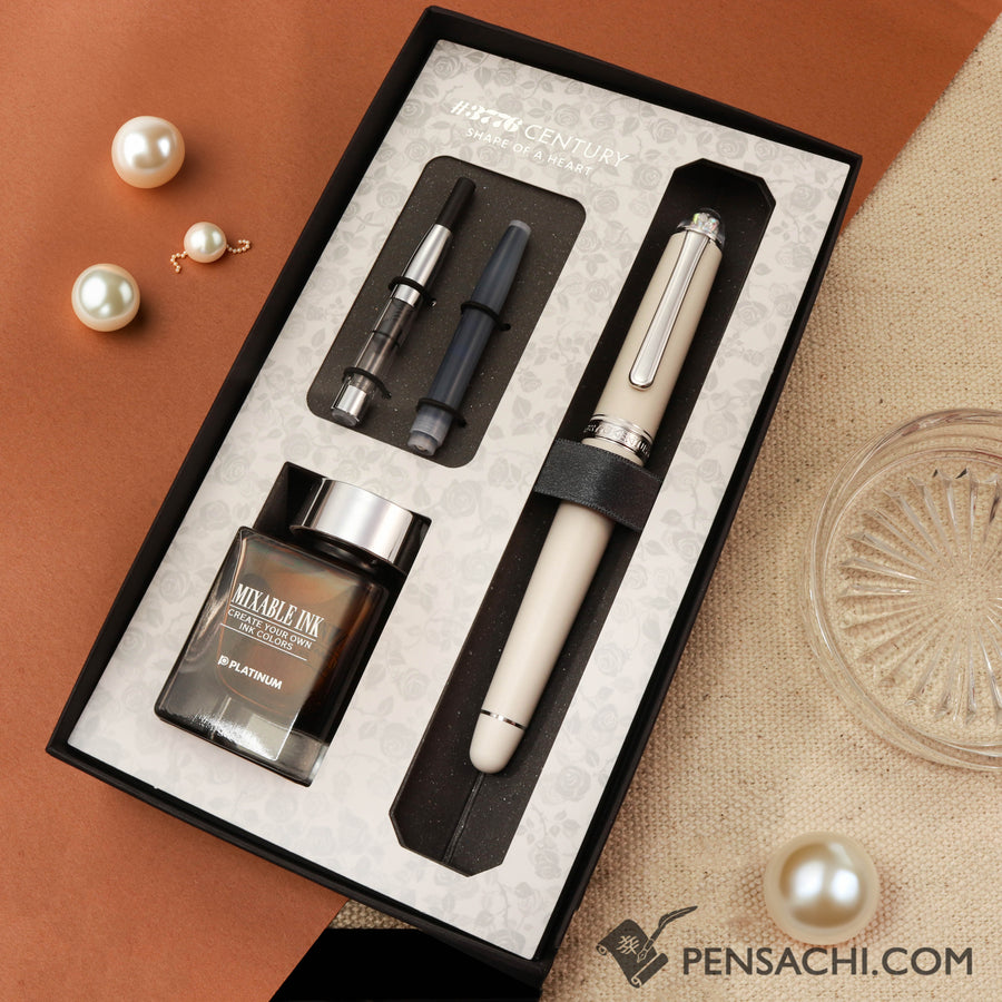 PLATINUM Limited Edition #3776 Century Fountain Pen - Shape of Heart Ivoire - PenSachi Japanese Limited Fountain Pen