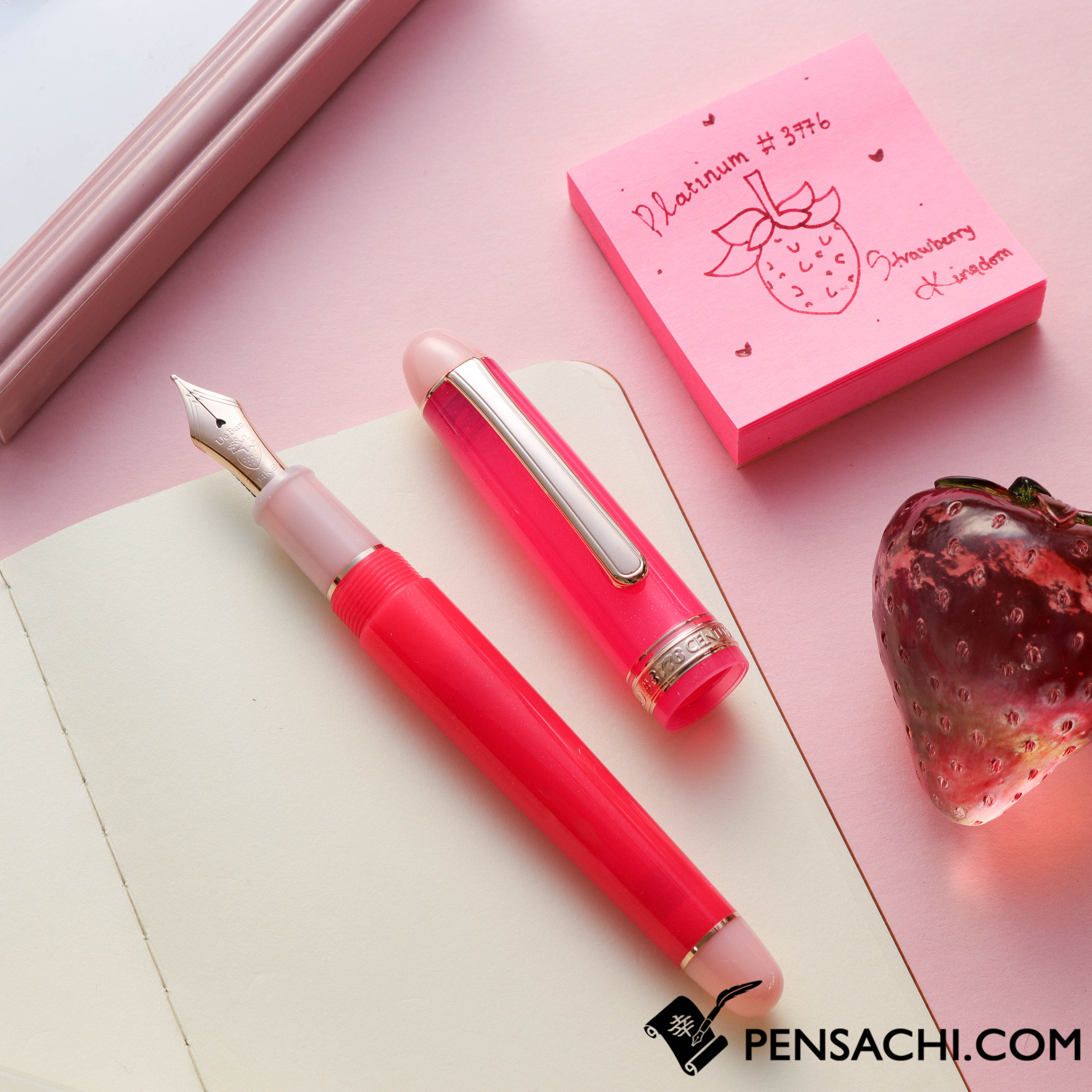 プラチナ万年筆CENTURY strawberry kingdam F細字ピンク PLATINUM #3776 Century Limited Edition Fountain Pen - Strawberry