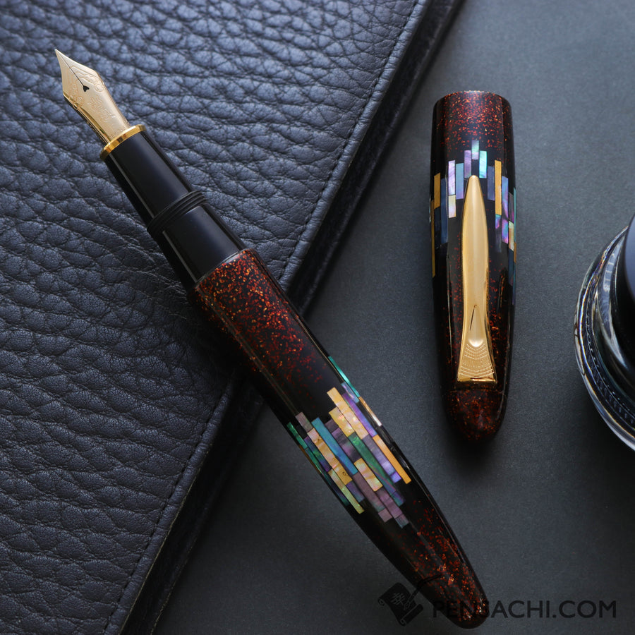 Platinum Izumo Aurora Raden Maki-e Fountain Pen - Aurora Orange - PenSachi Japanese Limited Fountain Pen