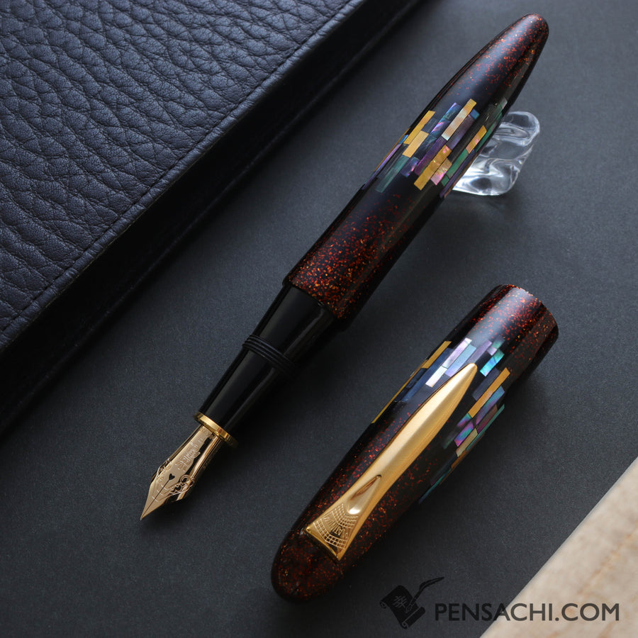 Platinum Izumo Aurora Raden Maki-e Fountain Pen - Aurora Orange - PenSachi Japanese Limited Fountain Pen