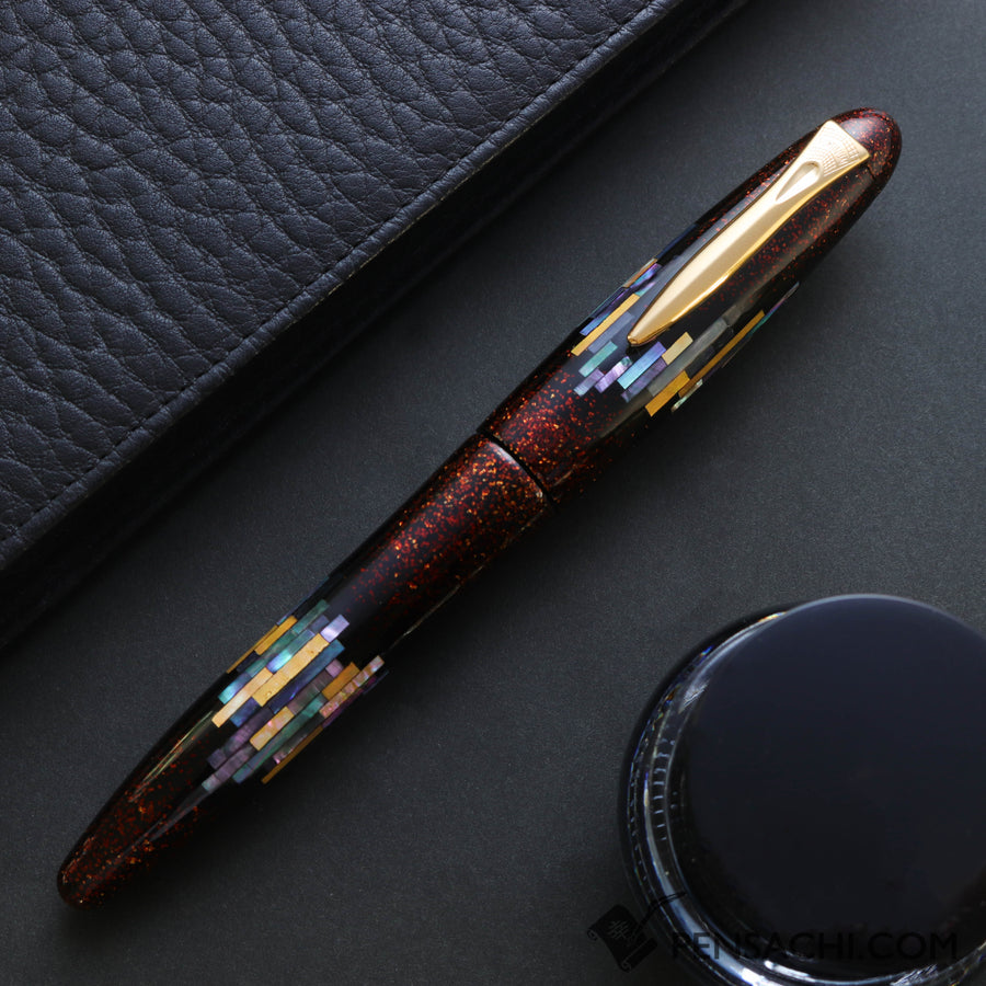 Platinum Izumo Aurora Raden Maki-e Fountain Pen - Aurora Orange - PenSachi Japanese Limited Fountain Pen