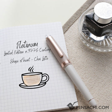 PLATINUM Limited Edition #3776 Century Fountain Pen - Shape of Heart Chai Latte - PenSachi Japanese Limited Fountain Pen