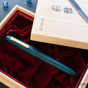 SAILOR King of Pens Urushi Makie Iro Miyabi Fountain Pen - Fukaai Blue - PenSachi Japanese Limited Fountain Pen