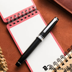 SAILOR Pro Gear Slim 21 Silver Trim Fountain Pen - Black - PenSachi Japanese Limited Fountain Pen