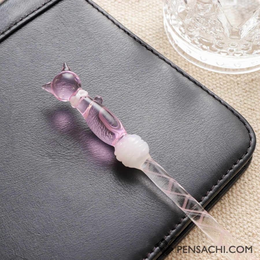 Glass Kaoria Neko Pen - Pink Cat - PenSachi Japanese Limited Fountain Pen