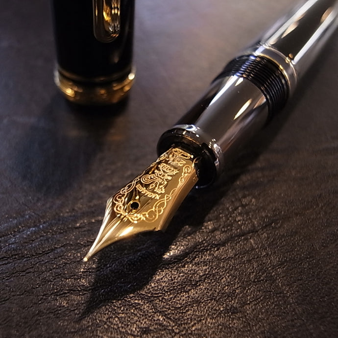 SAILOR Limited Edition 1911 Large (Full size) Realo Fountain Pen - Black Metal Grip FL - PenSachi Japanese Limited Fountain Pen