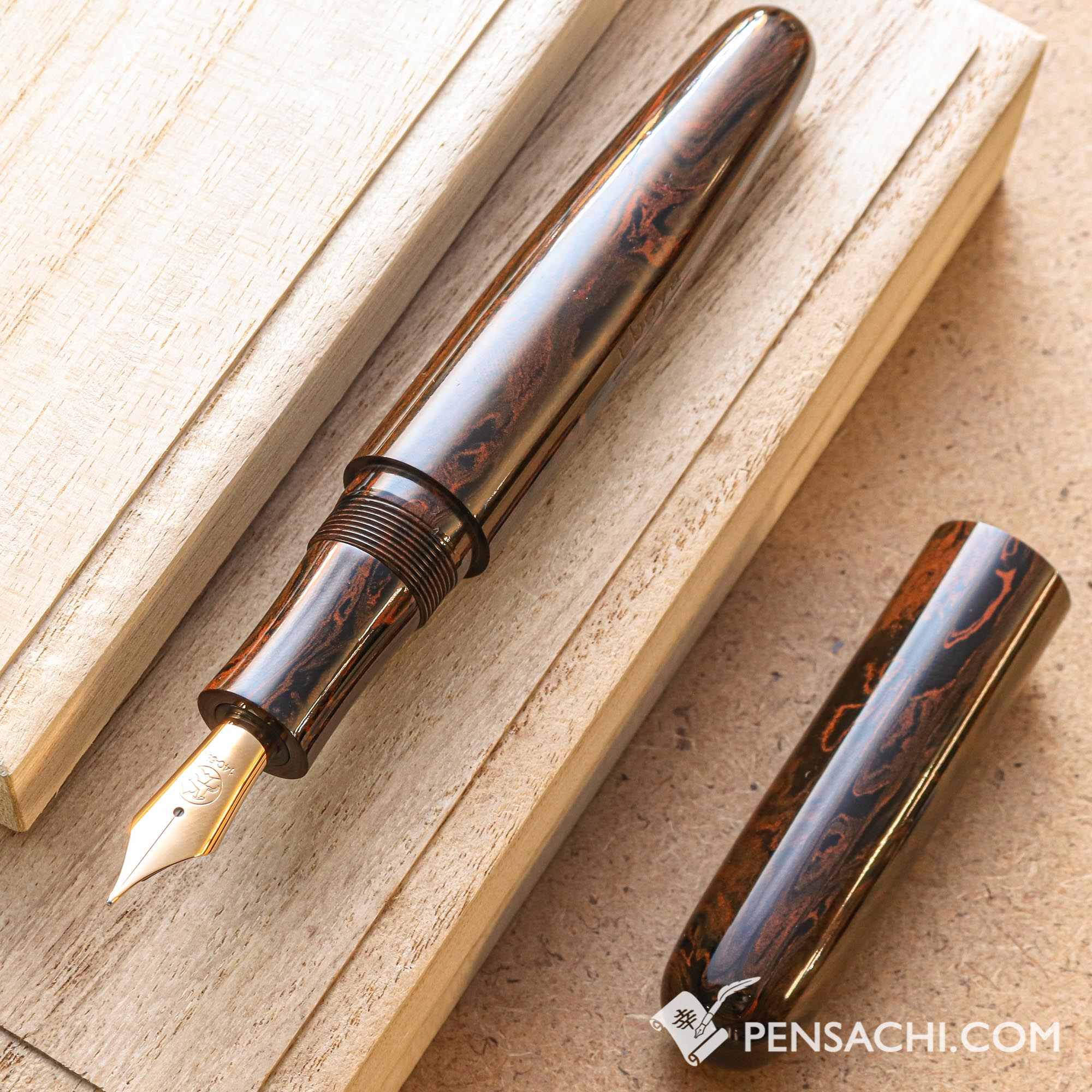 EBOYA Houga (Large) Ebonite Fountain Pen Nichibo Orange