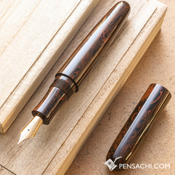 EBOYA Houga (Large) Ebonite Fountain Pen - Nichibo Orange - PenSachi Japanese Limited Fountain Pen