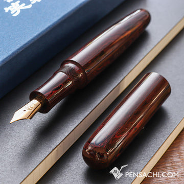 EBOYA Houga (Large) Ebonite Fountain Pen - Tanshin Red - PenSachi Japanese Limited Fountain Pen