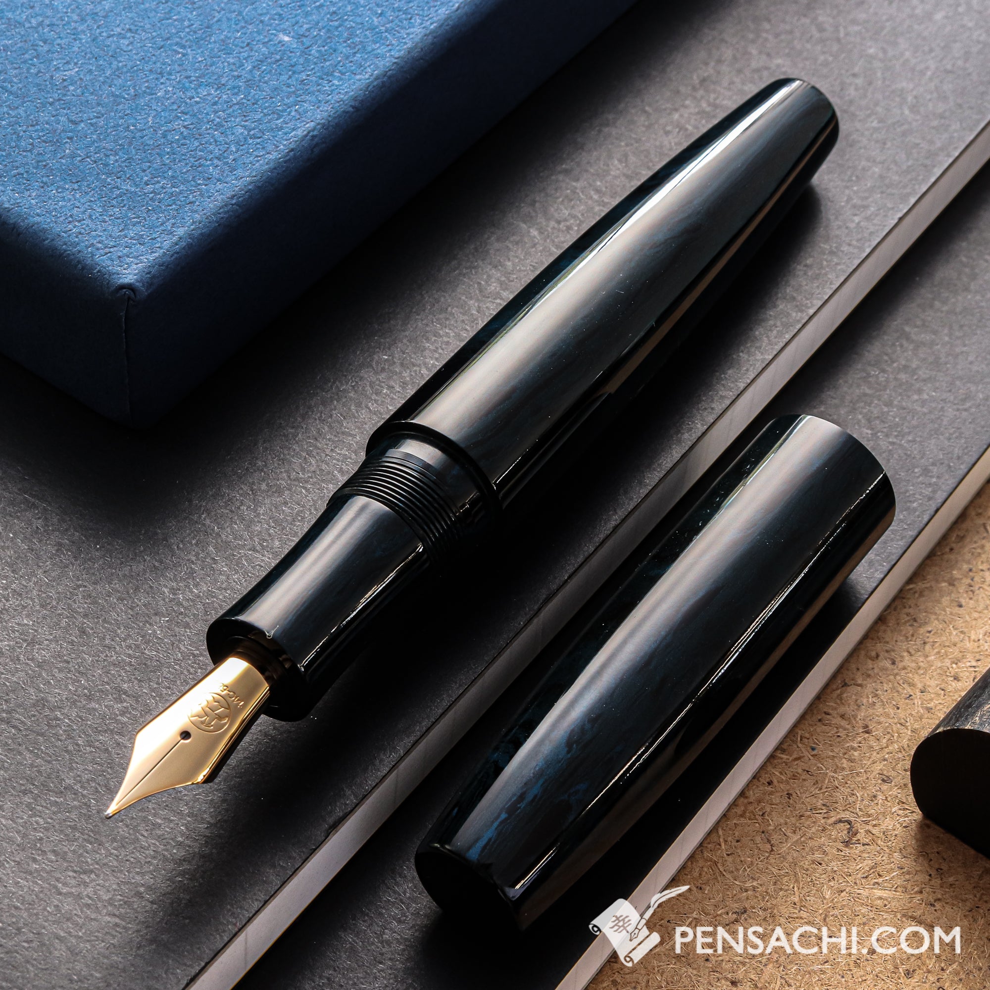 EBOYA Hakobune (Large) Ebonite Fountain Pen Shinkai Blue