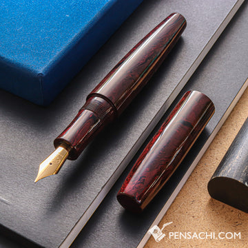 EBOYA Hakobune (Large) Ebonite Fountain Pen - Tanshin Red - PenSachi Japanese Limited Fountain Pen