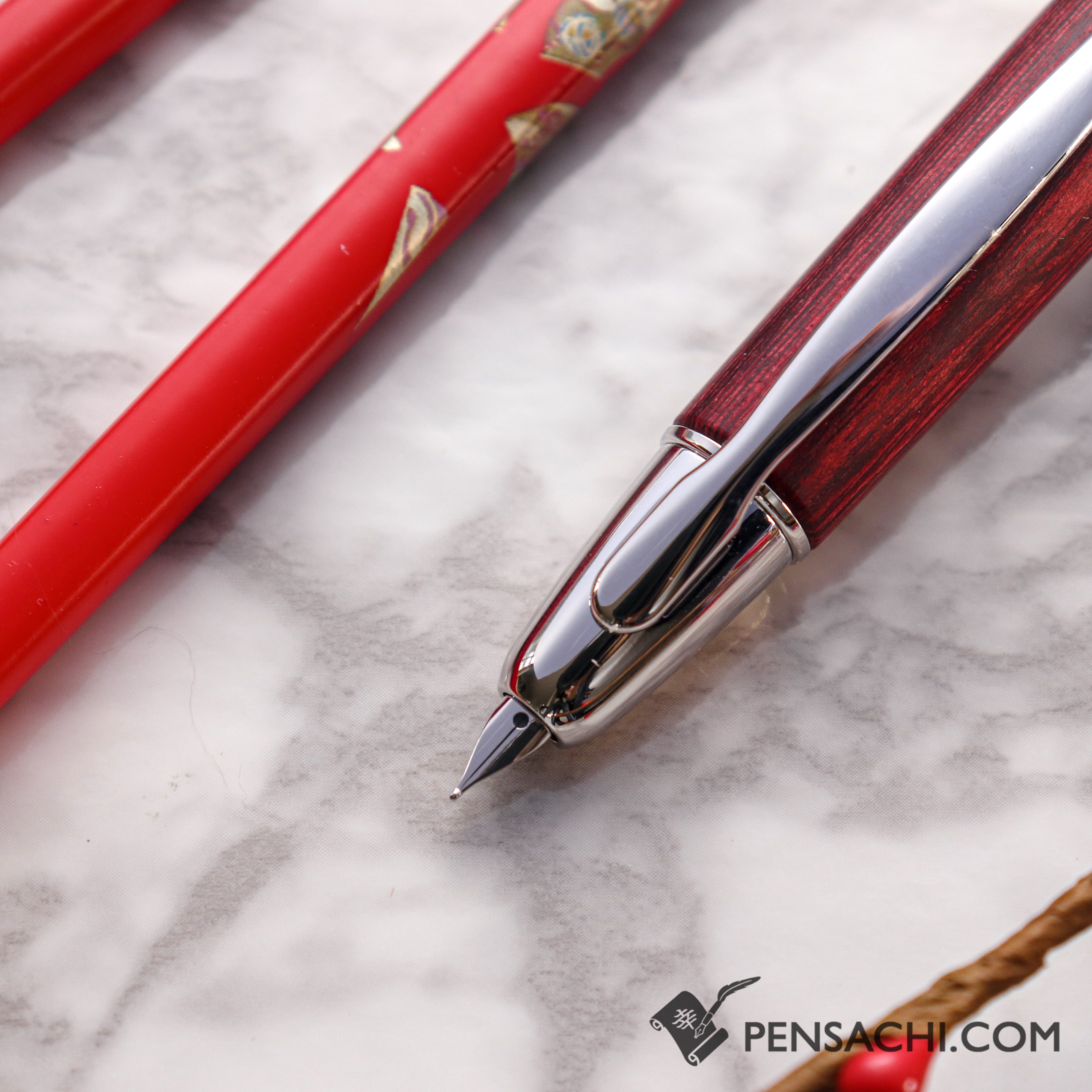 PILOT Vanishing Point Capless Wooden Fountain Pen - Deep Red