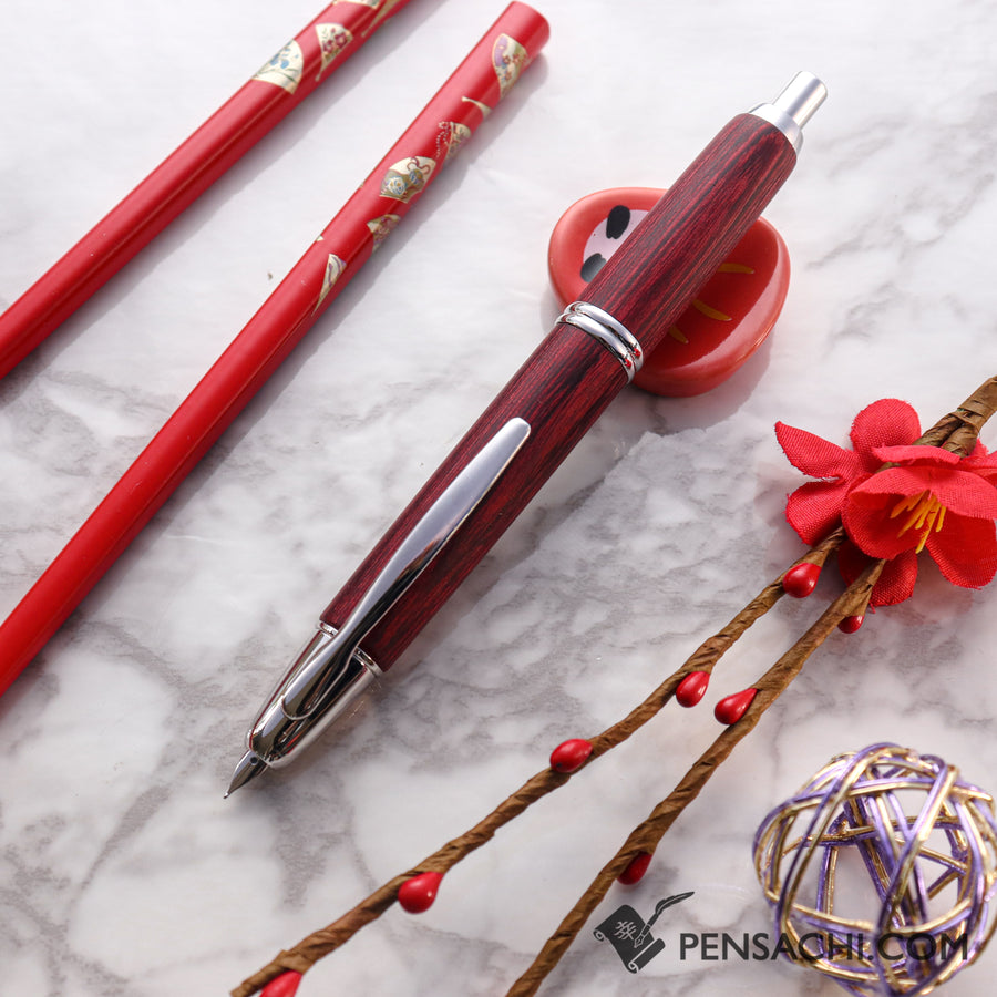 PILOT Vanishing Point Capless Wooden Fountain Pen - Deep Red - PenSachi Japanese Limited Fountain Pen