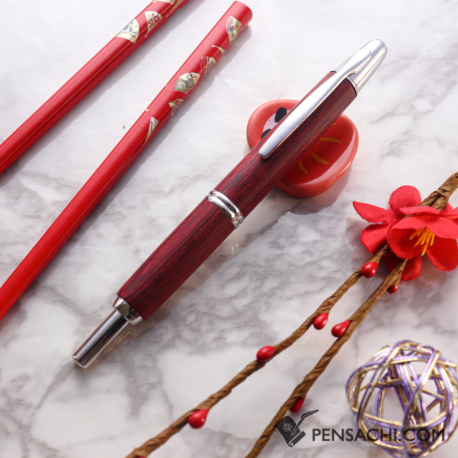 PILOT Vanishing Point Capless Wooden Fountain Pen - Deep Red - PenSachi Japanese Limited Fountain Pen