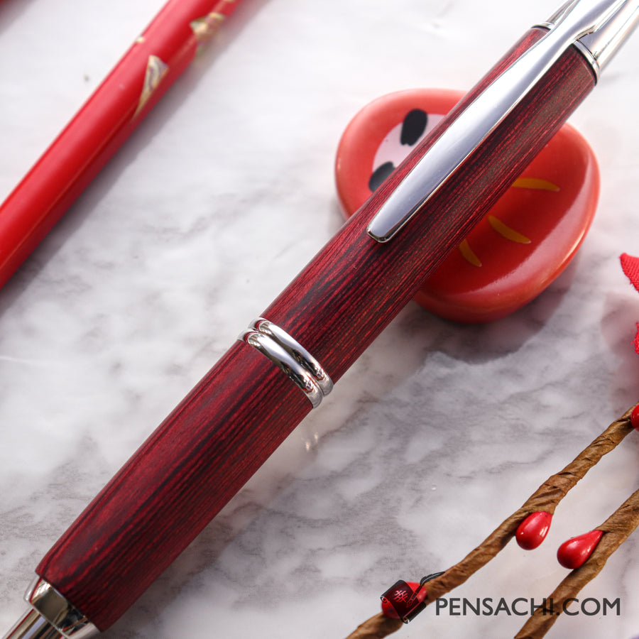 PILOT Vanishing Point Capless Wooden Fountain Pen - Deep Red - PenSachi Japanese Limited Fountain Pen