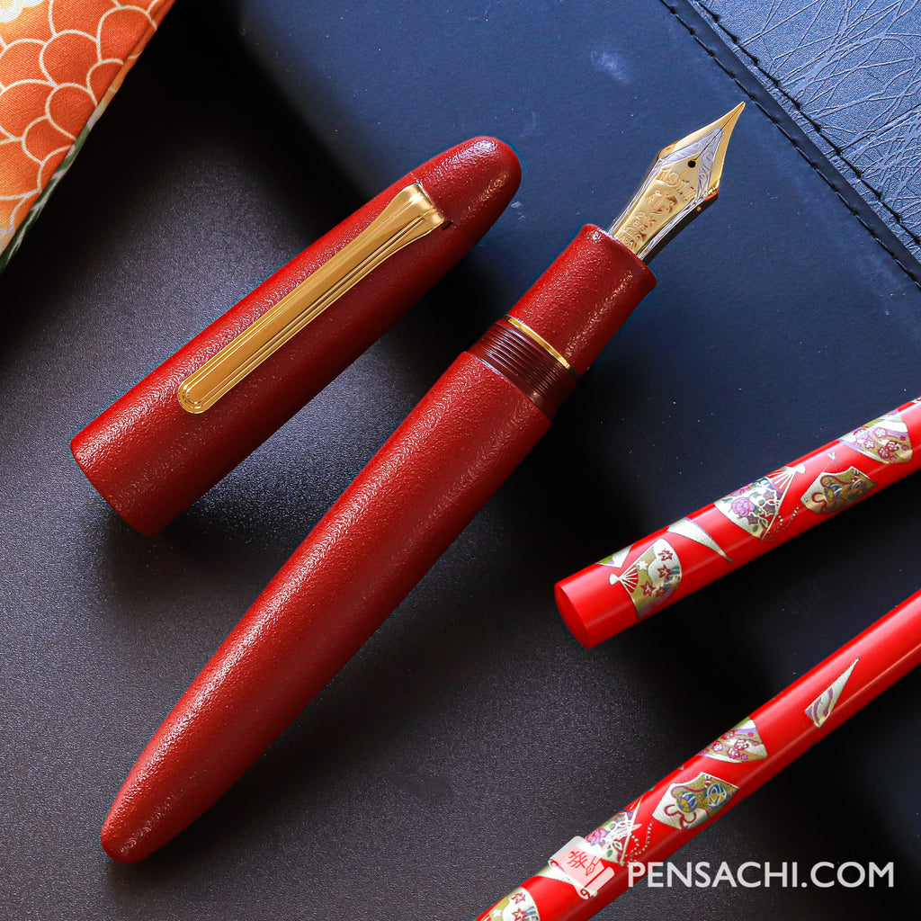 SAILOR King of Pens Urushi Makie Iro Miyabi Fountain Pen - Red - PenSachi Japanese Limited Fountain Pen