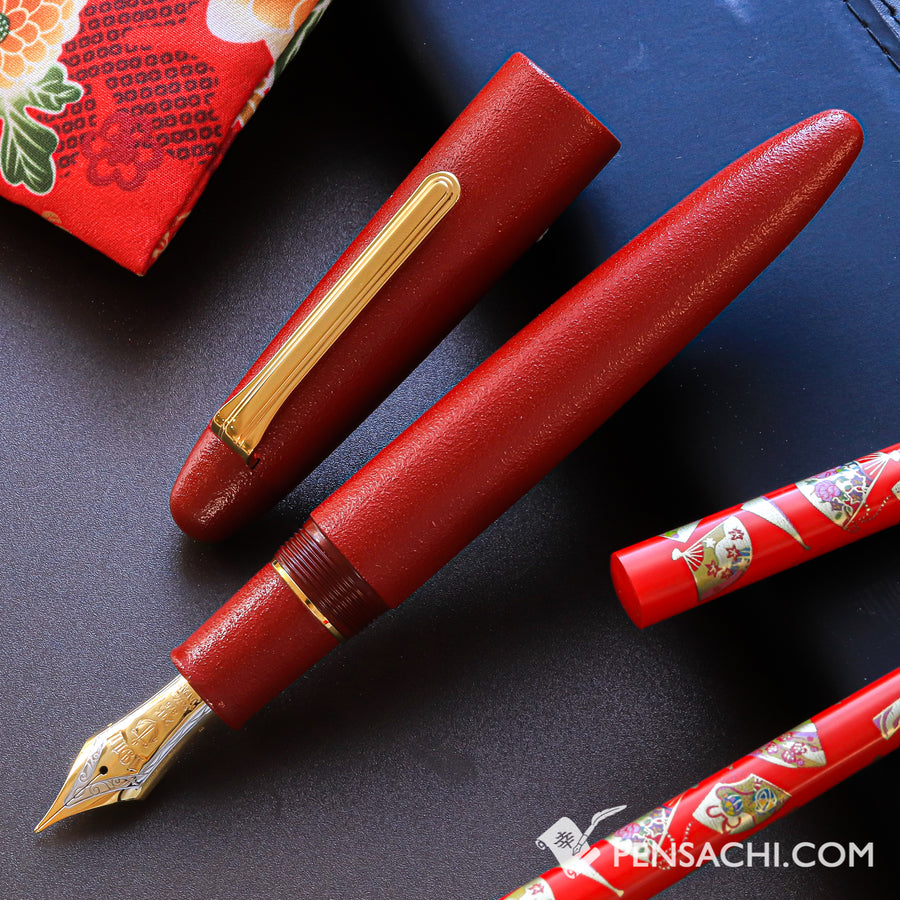 SAILOR King of Pens Urushi Makie Iro Miyabi Fountain Pen - Red - PenSachi Japanese Limited Fountain Pen