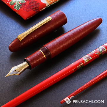 SAILOR King of Pens Urushi Makie Iro Miyabi Fountain Pen - Red - PenSachi Japanese Limited Fountain Pen