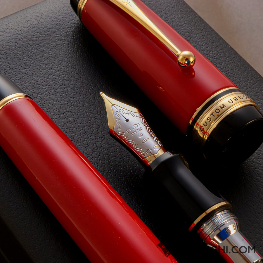 PILOT Custom Urushi Fountain Pen - Shu Vermillion - PenSachi Japanese Limited Fountain Pen