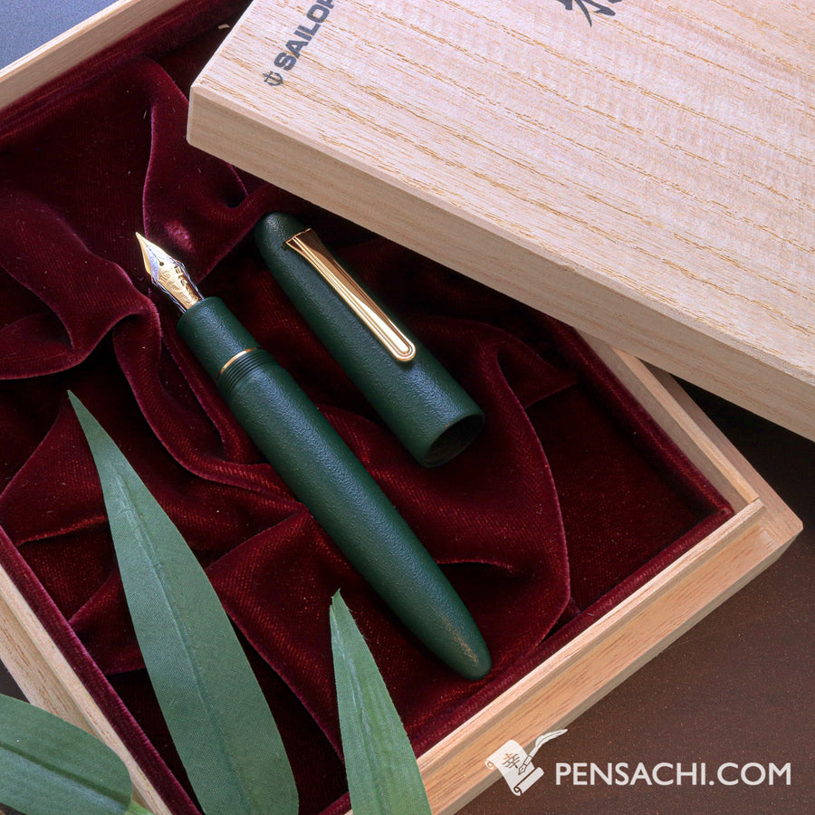 SAILOR King of Pens Urushi Makie Iro Miyabi Fountain Pen - Green - PenSachi Japanese Limited Fountain Pen
