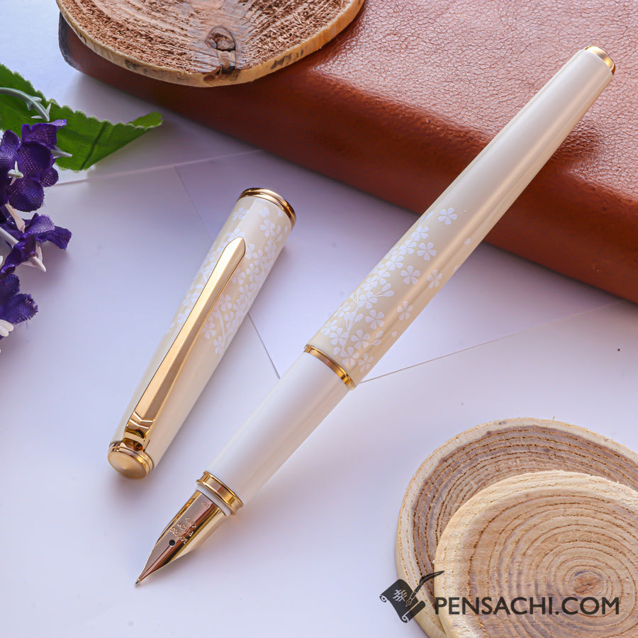 PILOT Lady White Fountain Pen - Sakura - PenSachi Japanese Limited Fountain Pen