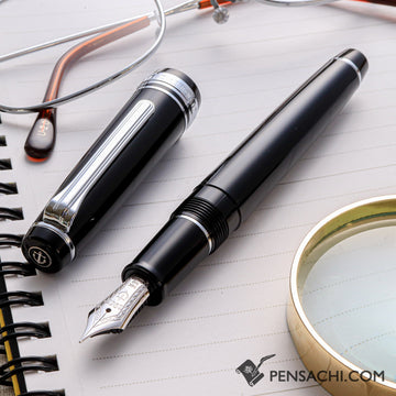 SAILOR Pro Gear Slim (Sapporo) Fountain Pen - Black Silver - PenSachi Japanese Limited Fountain Pen