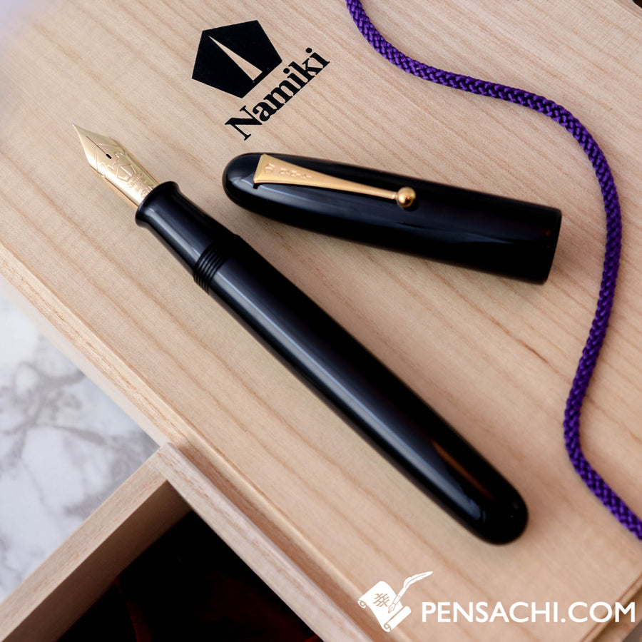 Namiki Urushi Lacquer Black No.50 18kt Gold nib Fountain Pen (No Ring) - PenSachi Japanese Limited Fountain Pen