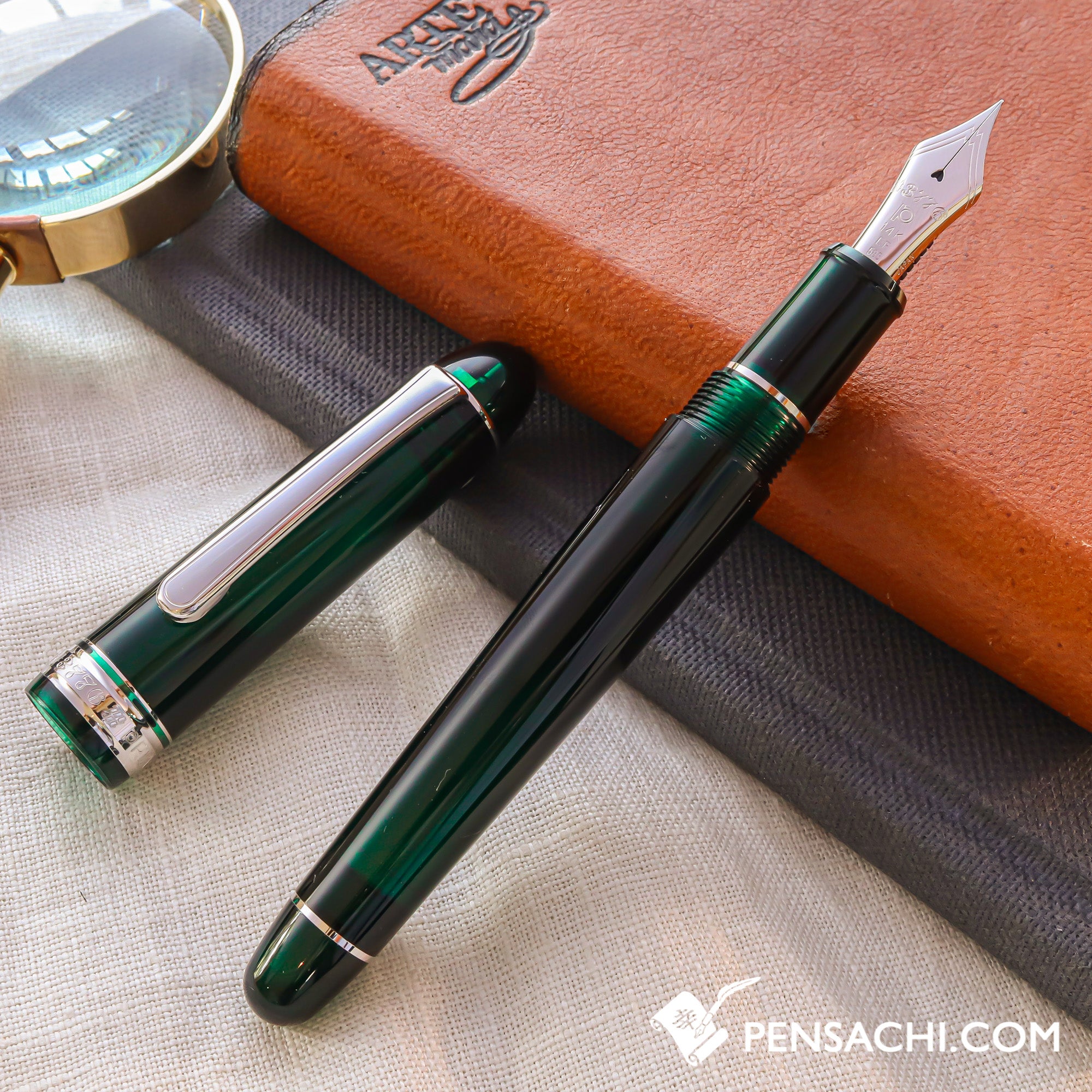 PLATINUM #3776 Century Rhodium Fountain Pen - Laurel Green– PenSachi