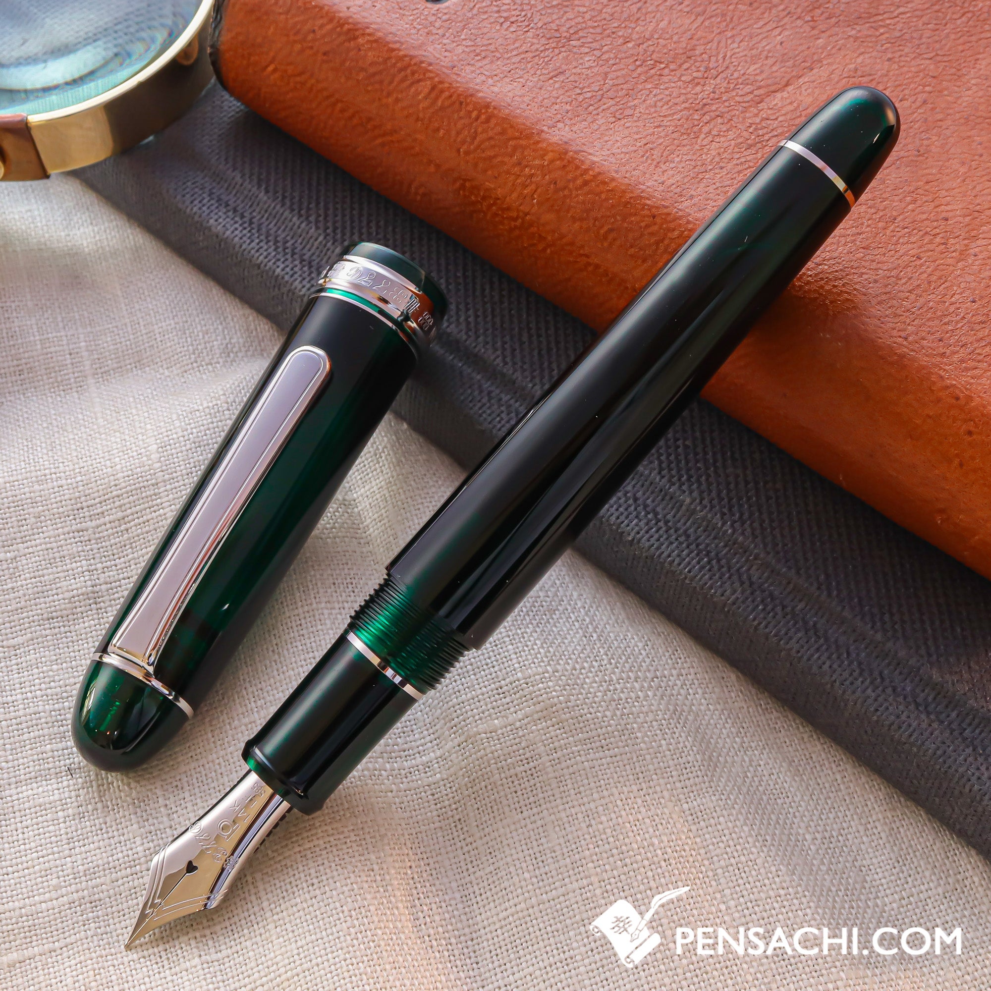 PLATINUM #3776 Century Rhodium Fountain Pen - Laurel Green– PenSachi