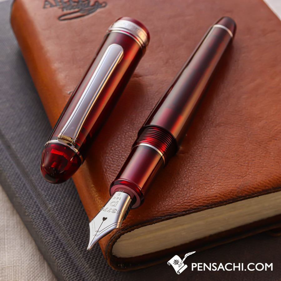 PLATINUM #3776 Century Rhodium Fountain Pen - Bourgogne - PenSachi Japanese Limited Fountain Pen