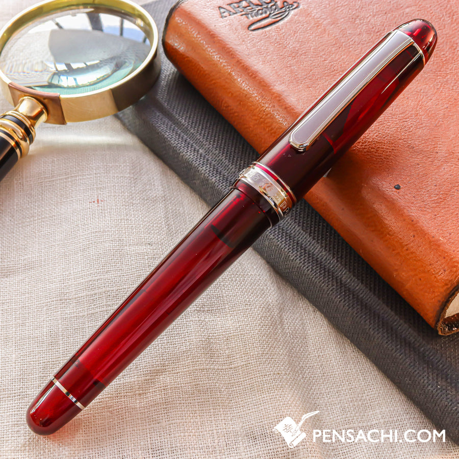 PLATINUM #3776 Century Rhodium Fountain Pen - Bourgogne - PenSachi Japanese Limited Fountain Pen