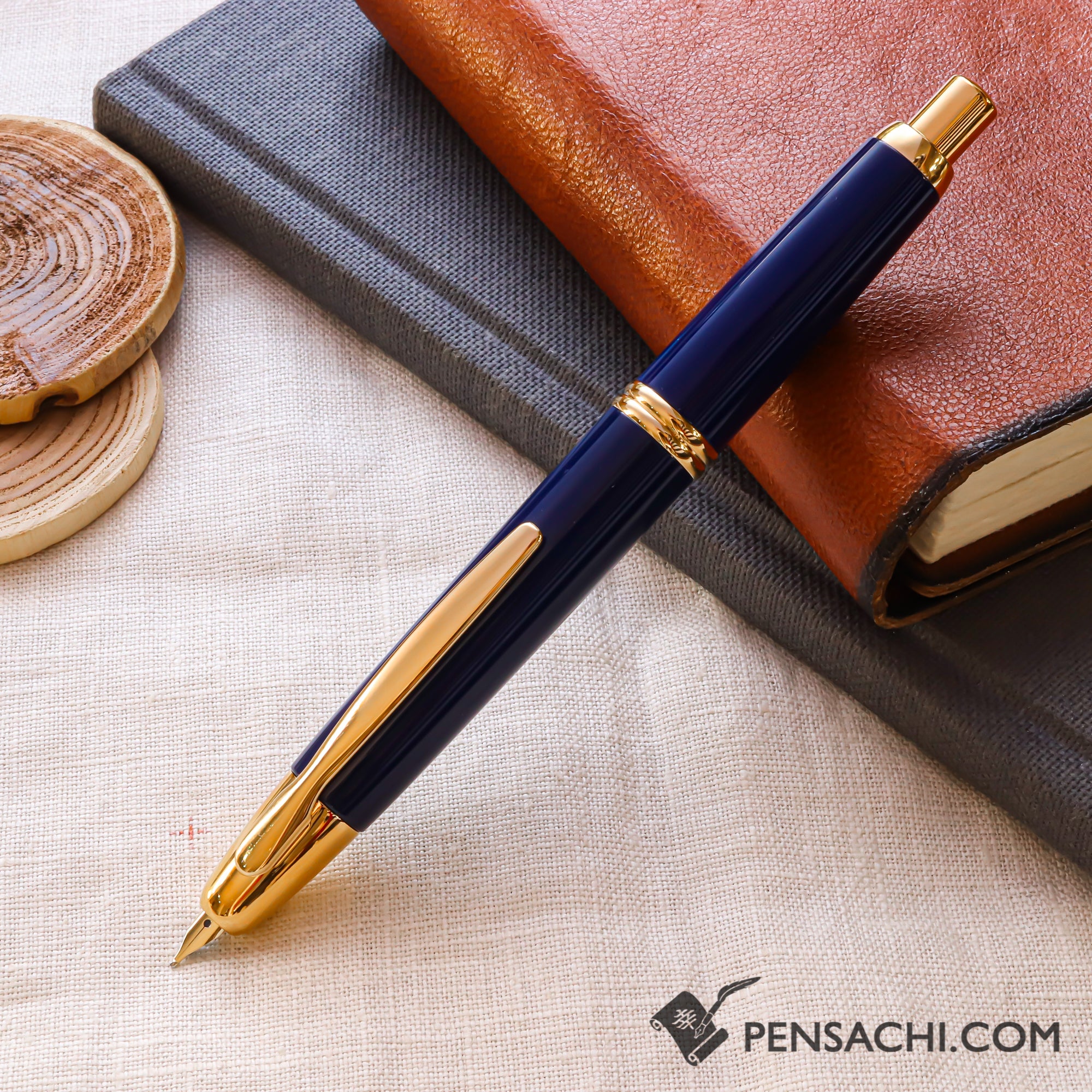 PILOT Vanishing Point Capless Gold Fountain Pen - Dark Blue