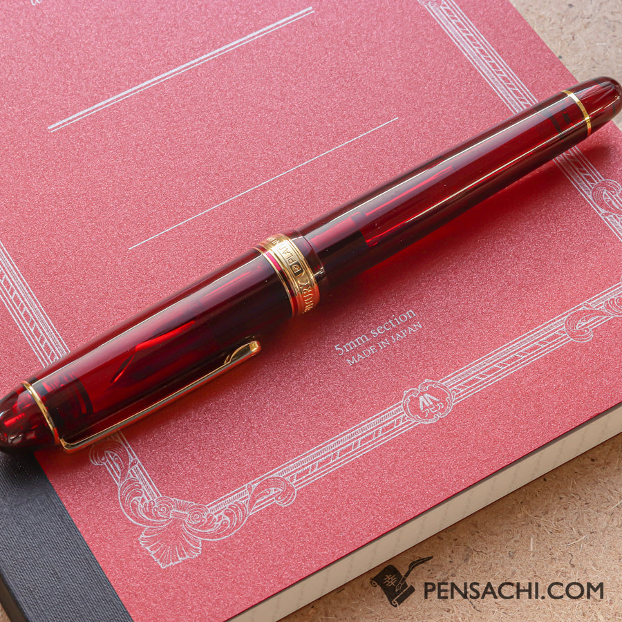 Premium C.D. Notebook A5 Red - 5mm Graph - PenSachi Japanese Limited Fountain Pen