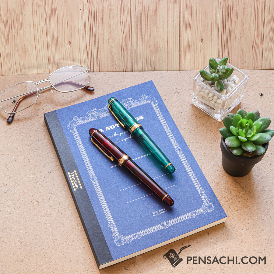 Premium C.D. Notebook A5 Blue - 7mm - Ruled,  24 lines - PenSachi Japanese Limited Fountain Pen