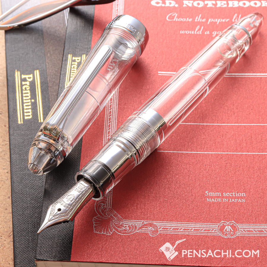 SAILOR 1911 Large (Full size) Demonstrator Fountain Pen - Transparent Silver - PenSachi Japanese Limited Fountain Pen