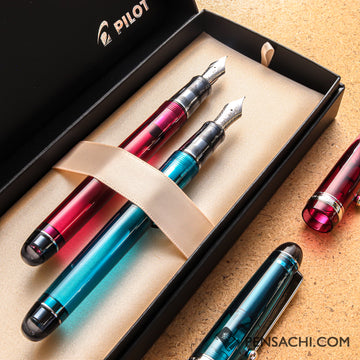 Limited Set Pilot Custom 74 Turquoise Green & Wine Red - PenSachi Japanese Limited Fountain Pen
