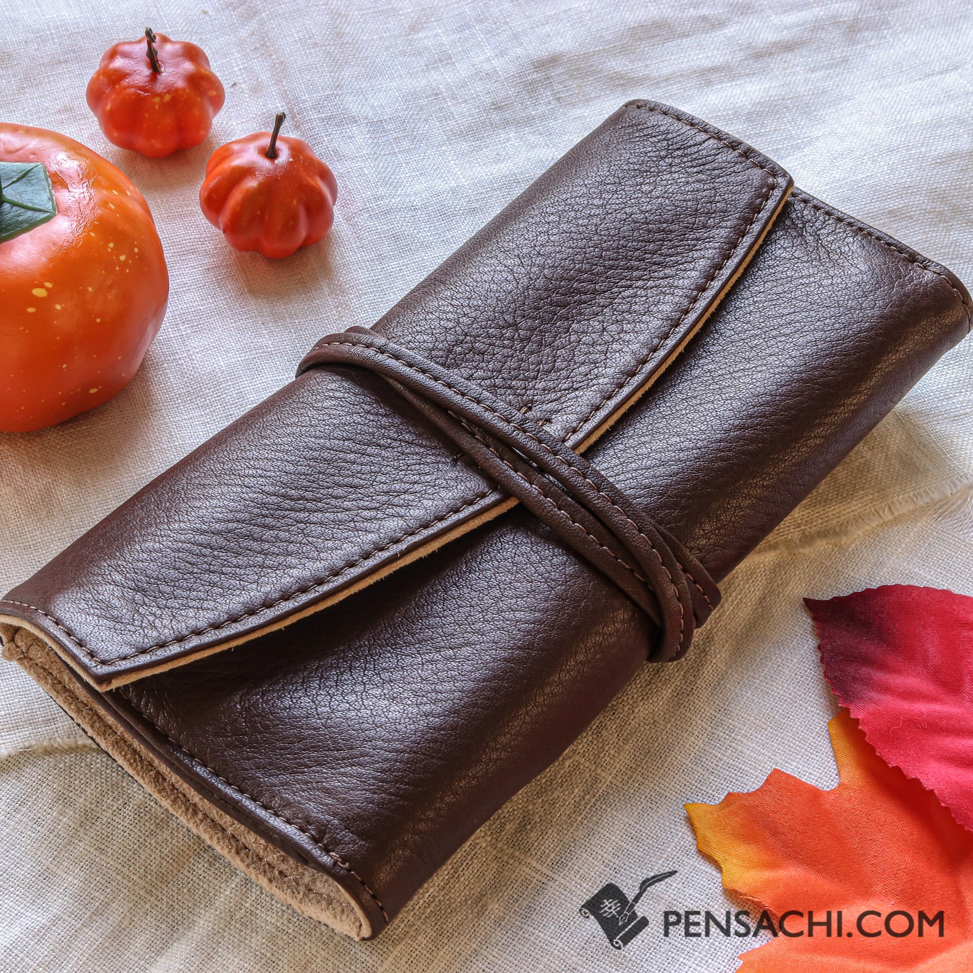 PILOT PENSEMBLE Roll Pen Case 3 Pens - Dark Brown | PenSachi