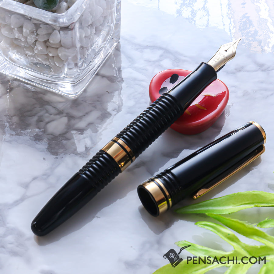 PLATINUM #3776 Gathered Fountain Pen - Black - PenSachi Japanese Limited Fountain Pen