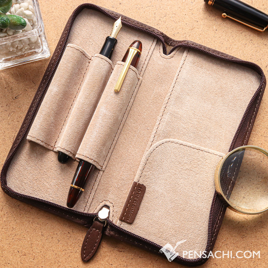 Japanese Pencil Case Pen Case Small MIVLXLX Leather Triple Pen